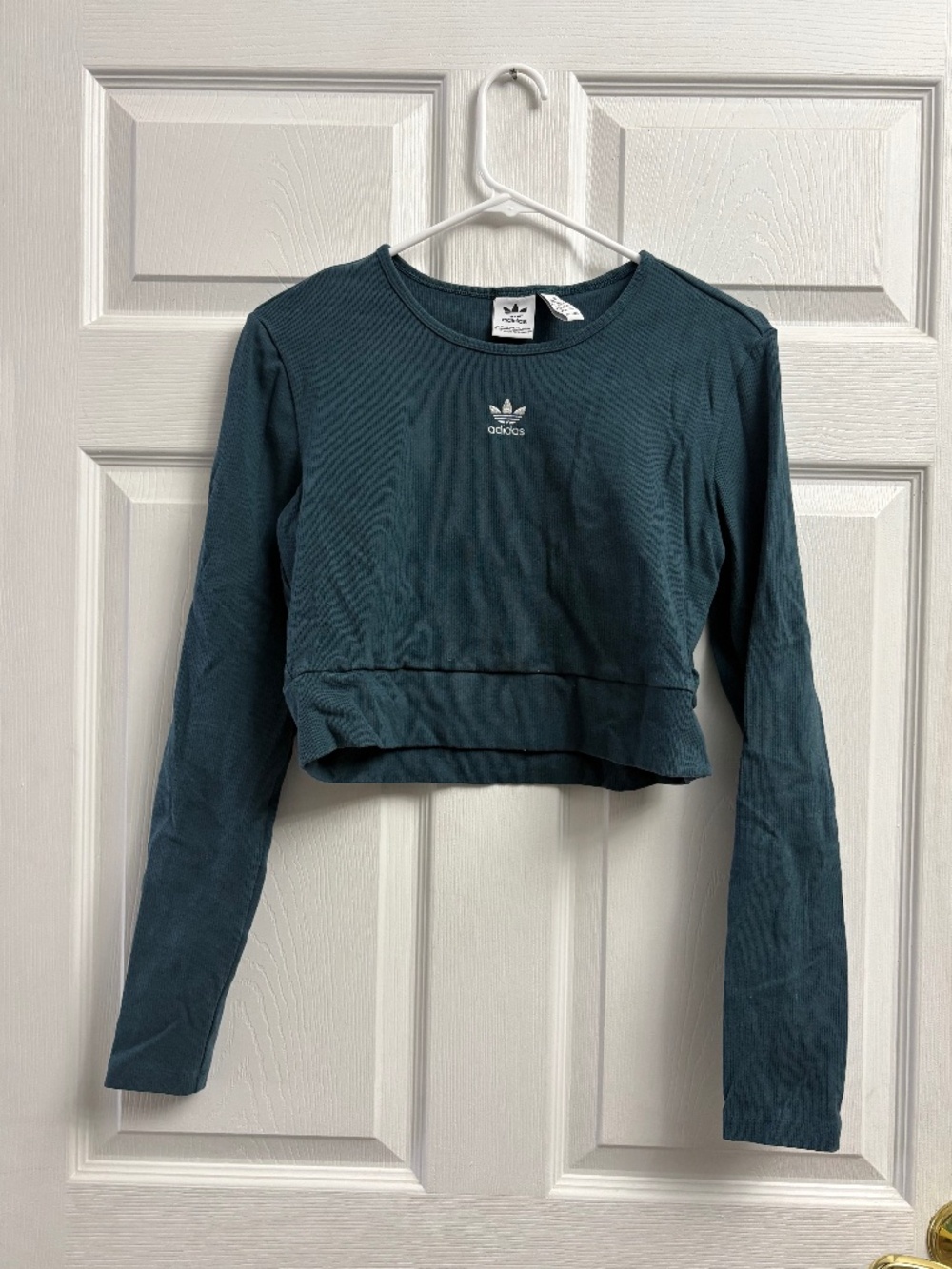 Women's Adidas Originals Y2K Ribbed Cropped Long Sleeve Teal Top